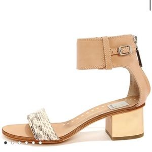 Dolce Vita Foxie Natural Snakeskin Ankle Strap Heeled Sandal